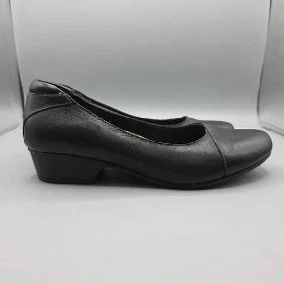 Taos Debut Shoes Womens 8 Black Leather Comfort Low Heel Slip On Cushioned - Picture 5 of 14
